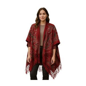 Coco + Carmen fringe Aztec cape layered wrap